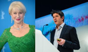 Travis Kalanick and Helen Mirren